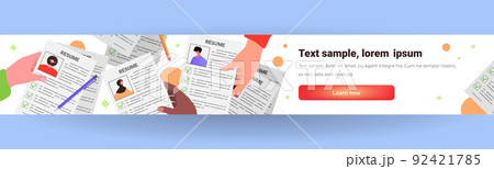 hr manager hand choosing cv portfolios of job candidates resume horizontal full length hr manager hand choosing cv portfolios of job candidates resume horizontal full length 92421785