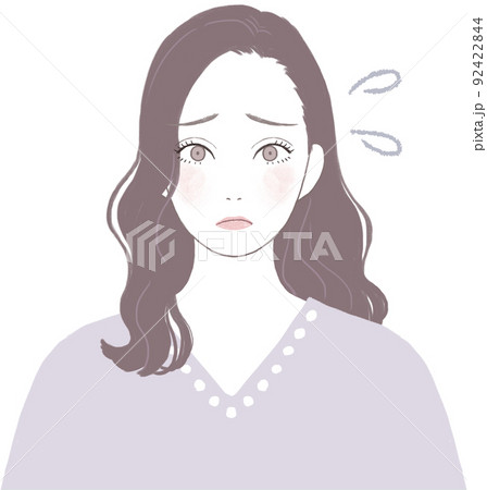 困り顔のロングヘア(ウェーブ)の美人な女性 困り顔のロングヘア(ウェーブ)の美人な女性 92422844