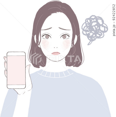 困るスマートフォンを持つ女性 困るスマートフォンを持つ女性 92422852
