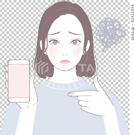 用麻煩的智能手機指點版本的女性 92422854