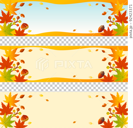 Autumn banner advertising frame autumn leaves maple landscape scenery simple copy space illustration set 92423371
