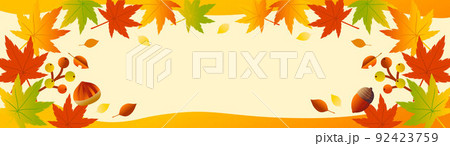 秋 バナー 広告 フレーム 紅葉 もみじ 風景 景色 シンプル コピースペース イラスト素材のイラスト素材