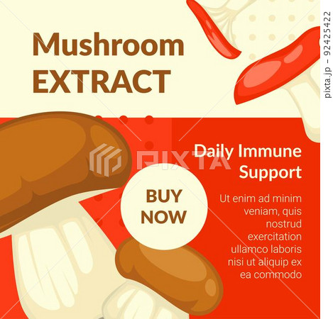 Mushroom extract, daily immune support banner 92425422