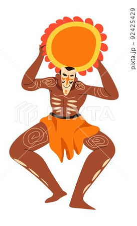 African man with ornaments dancing, performer 92425429