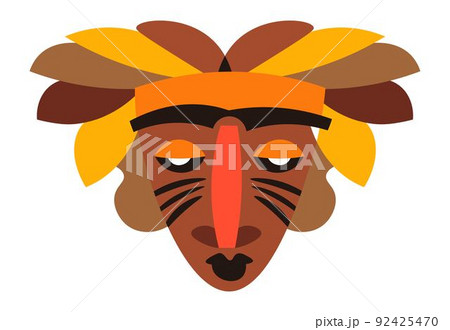 African tribal wooden mask, mascot or totem vector African tribal wooden mask, mascot or totem vector 92425470