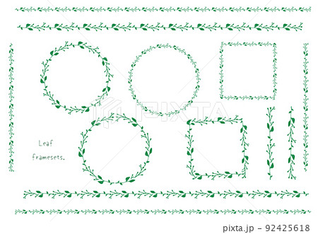 手描きの葉っぱのフレーム、バナー  92425618