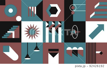 Abstract shapes in squares, geometric form art 92426192