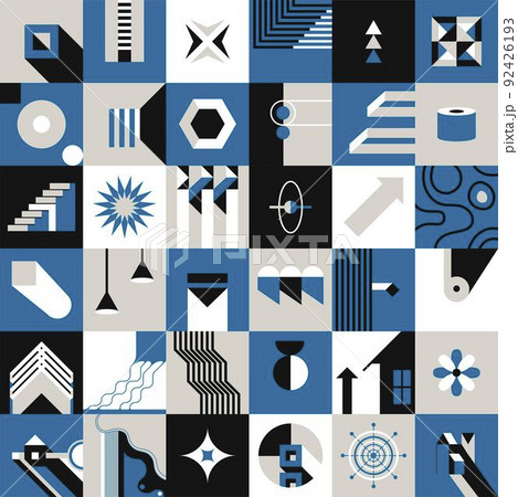 Mid century modern or Bauhaus abstract grid shape 92426193