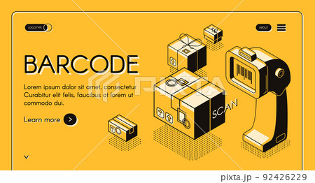 Barcode scanning service website vector template 92426229