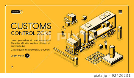 Customs control zone isometric vector website 92426231
