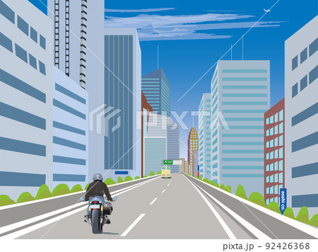 都会を走る高速道路のイラスト素材