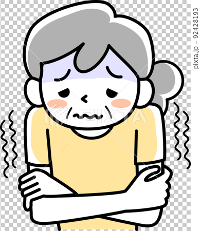 寒気がして困るシニア女性 92428193