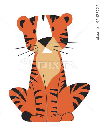 Tiger animal, cartoon character zoo park vector 92428225