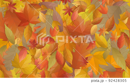 落ち葉 背景イラスト シームレス パターン 落ち葉 背景イラスト シームレス パターン 92428305