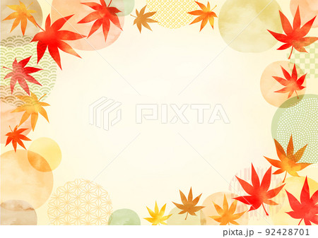 紅葉、手描き、抽象的,幾何学的な水彩フレームデザイン 紅葉、手描き、抽象的,幾何学的な水彩フレームデザイン 92428701