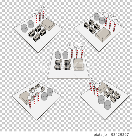 電気工事や工場に使える発電所・変圧器のイラストセット 92429267