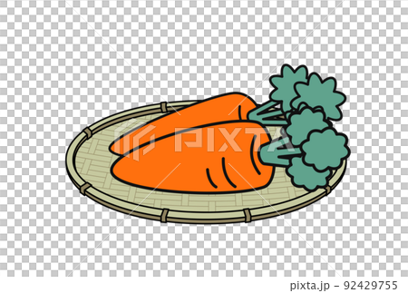 ザルに載った2本のにんじんのイラスト ザルに載った2本のにんじんのイラスト 92429755