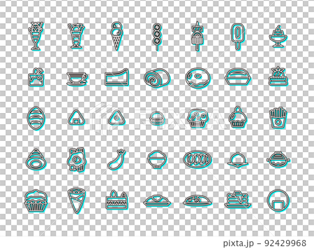 顏色陰影食物圖標集(淺藍色) 顏色陰影食物圖標集(淺藍色) 92429968