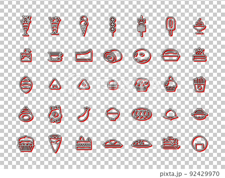 カラーシャドウの食べ物アイコンセット（赤） 92429970