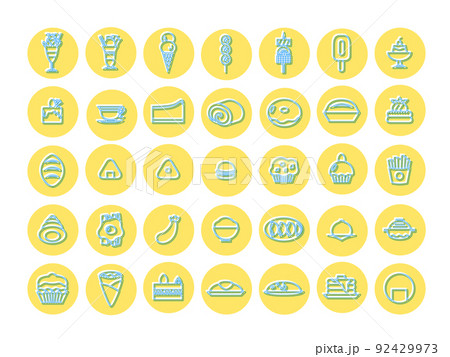 レリーフ風食べ物アイコンセット 92429973