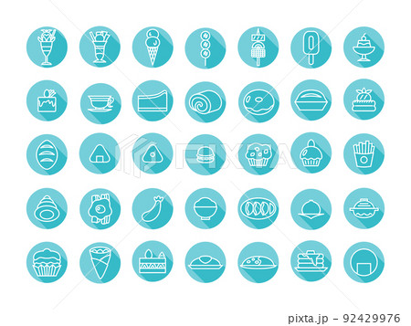 ロングシャドウの食べ物アイコンセット 92429976