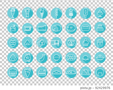 ロングシャドウの食べ物アイコンセット 92429976