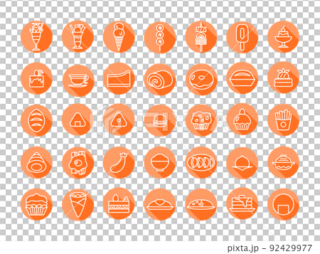 Long shadow food icon set (orange) Long shadow food icon set (orange) 92429977