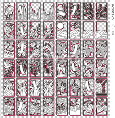 雕塑風格簡單的 Hanafuda 圖標集 92430026