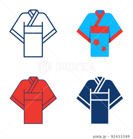 Kimono icon set in flat and line style Kimono icon set in flat and line style 92433399