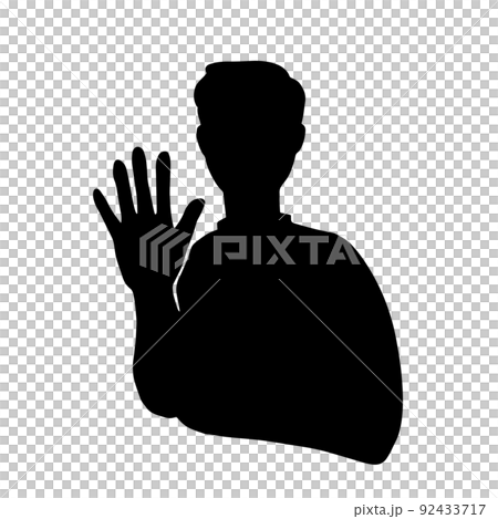 一個伸出手停下來的人的剪影插圖 一個伸出手停下來的人的剪影插圖 92433717