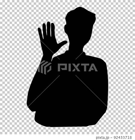 Silhouette illustration of a man who turns to the listener Silhouette illustration of a man who turns to the listener 92433718
