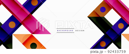 Bright colorful straight lines geometric abstract background. Trendy overlapping lines composition for wallpaper, banner, background or landing 92433759