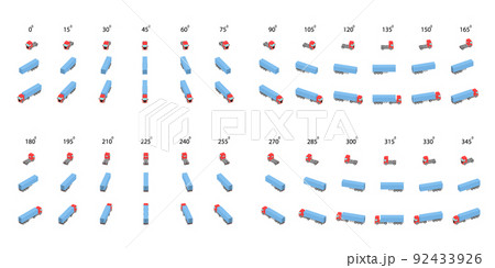 Set of trucks and sami-trailers from different angles.  92433926