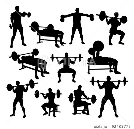Weight Lifting Man Weightlifting Silhouette Set 92435775