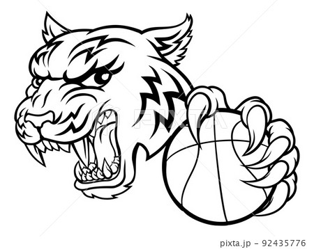 Tiger Baketball Player Animal Sports Mascot Tiger Baketball Player Animal Sports Mascot 92435776