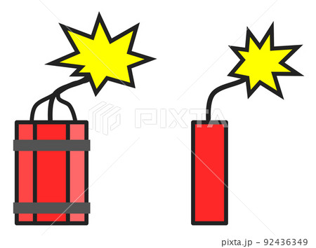 導火線で爆発する危険なダイナマイトのイラスト 92436349