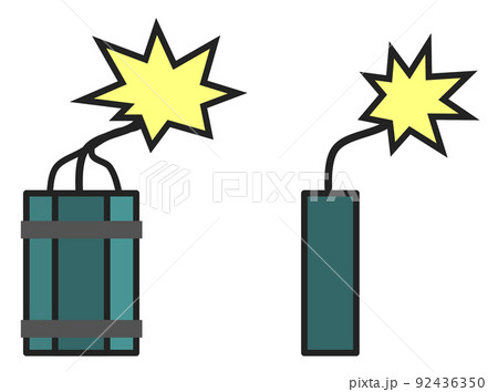 導火線で爆発する危険なダイナマイトのイラスト 導火線で爆発する危険なダイナマイトのイラスト 92436350