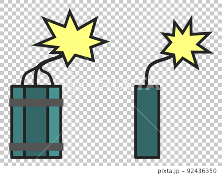 導火線で爆発する危険なダイナマイトのイラスト 導火線で爆発する危険なダイナマイトのイラスト 92436350