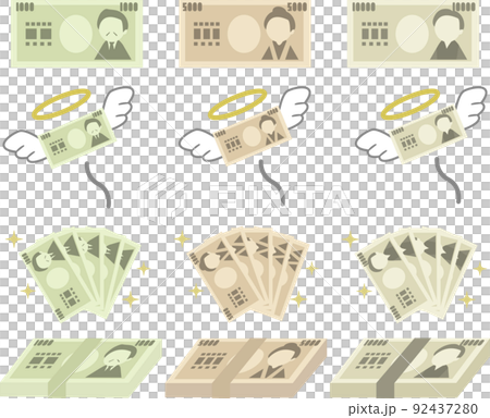 1,000日元紙幣、5,000日元紙幣和10,000日元紙幣的紙幣插圖 1,000日元紙幣、5,000日元紙幣和10,000日元紙幣的紙幣插圖 92437280