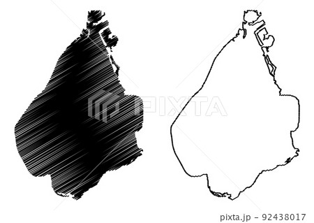 Amager island (Kingdom of Denmark) map vector illustration, scribble sketch Amager map 92438017