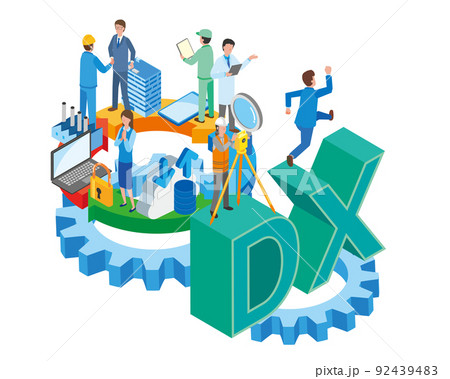 デジタルトランスフォーメーションと働く人々のイメージ デジタルトランスフォーメーションと働く人々のイメージ 92439483