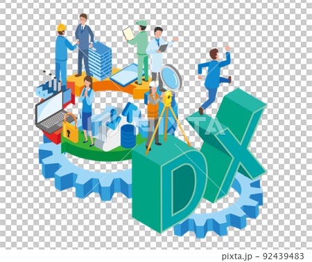 デジタルトランスフォーメーションと働く人々のイメージ デジタルトランスフォーメーションと働く人々のイメージ 92439483