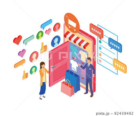 D2C取引とSNS販売戦略のイメージ D2C取引とSNS販売戦略のイメージ 92439492