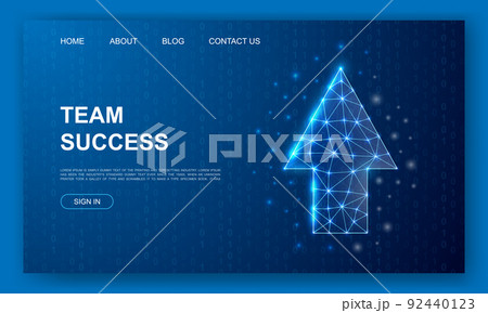 Up arrow 3d polygonal website template. Direction design illustration concept. Low poly Business goal symbol for homepage, promotion banner design. 92440123