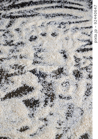 a large number of white dried sesame seeds 92440647