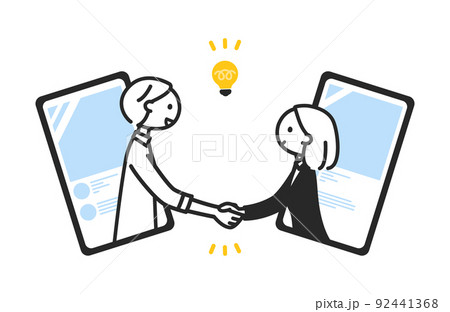 オンラインで出会うビジネスパートナー　SNSで意気投合 92441368