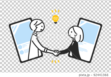 オンラインで出会うビジネスパートナー　SNSで意気投合 92441368