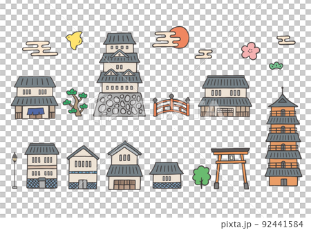 日式建築手繪插圖集(彩色) 日式建築手繪插圖集(彩色) 92441584