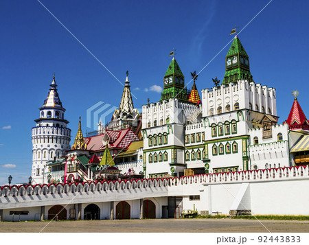Colored architectures of Izmailovsky Kremlin, famous for its souvenirs market, Moscow, Russia Colored architectures of Izmailovsky Kremlin, famous for its souvenirs market, Moscow, Russia 92443833