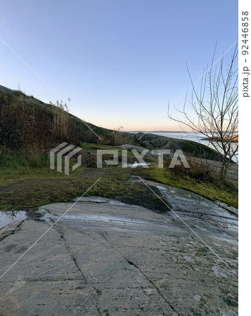 Rocky shore of the Gulf of Finland. Autumn landscape. Rocky shore of the Gulf of Finland. Autumn landscape. 92446858